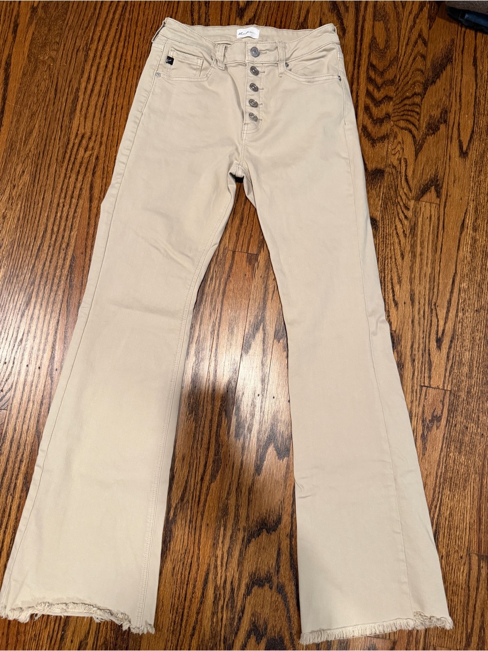 KanCan Women's High-Rise Flare Jeans in Light Tan